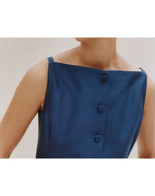 The Sculpted Mini Dress In Lucent Wool | Navy