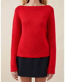 The Silk Boatneck Sweater | Scarlet