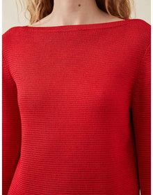The Silk Boatneck Sweater | Scarlet