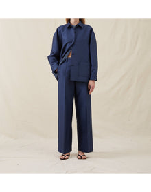 The Tailored Trousers In Lucent Wool | Navy