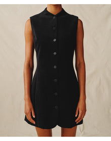 The Textured Velvet Mini Dress | Black