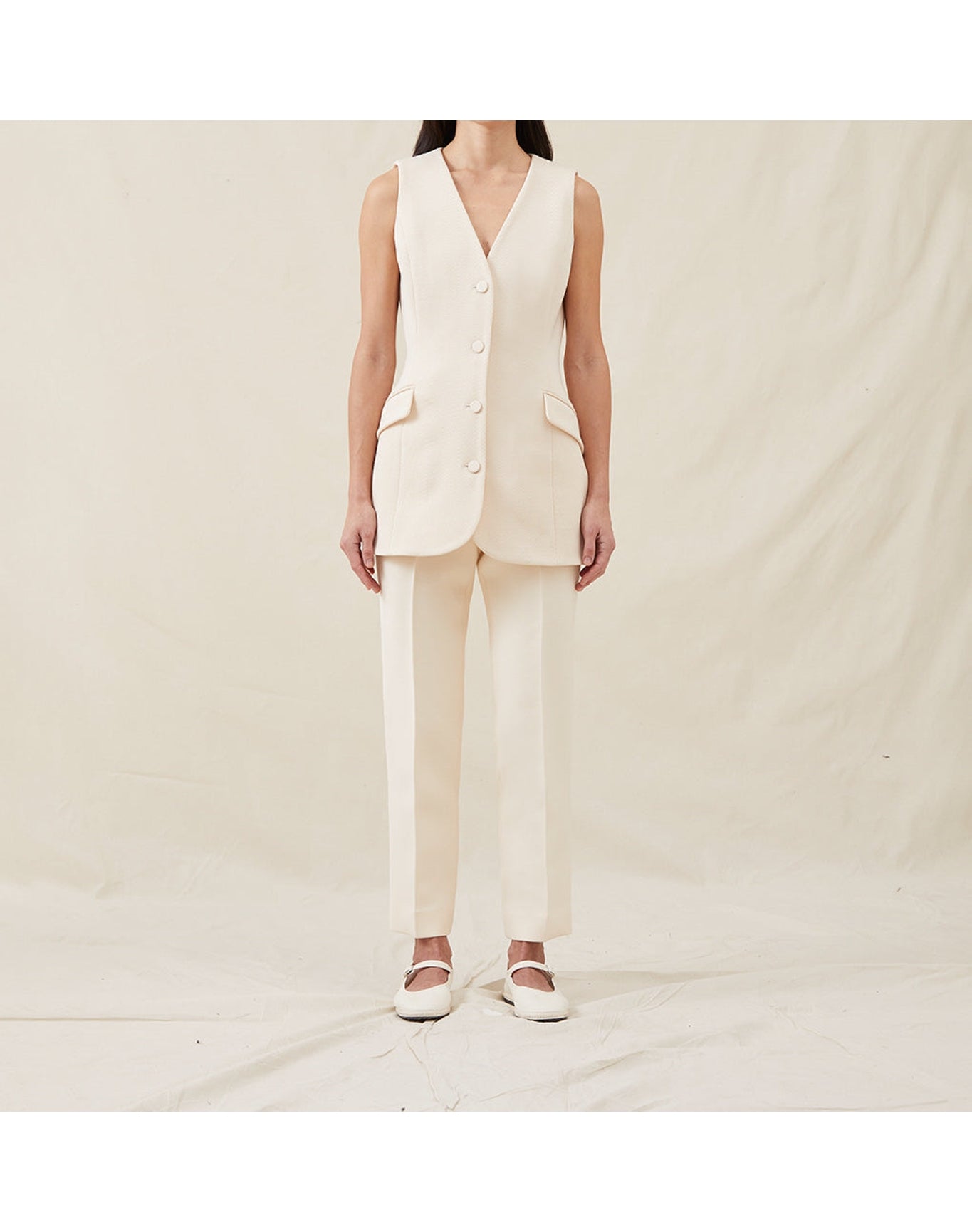 The V-Neck Vest | Cream