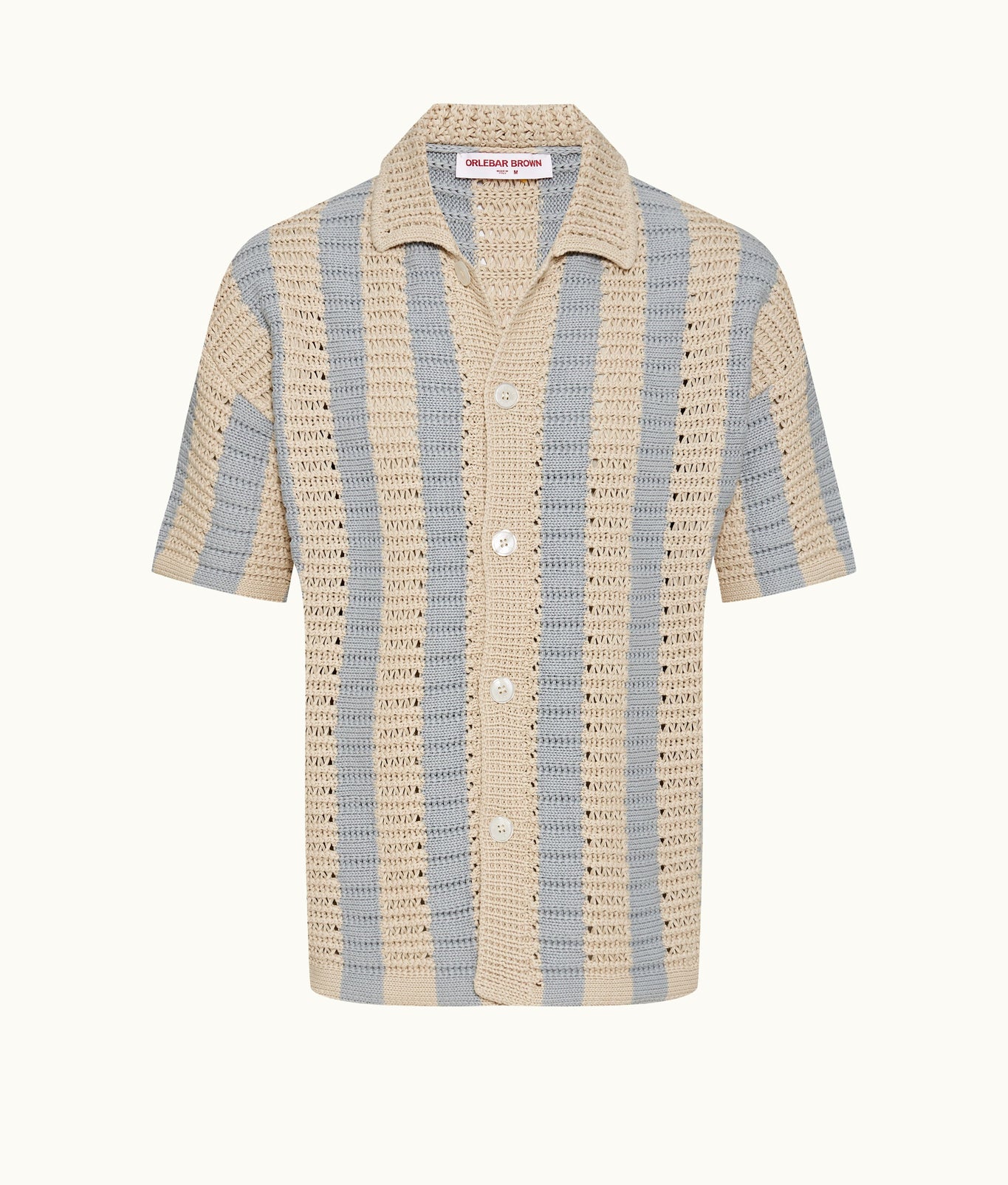 Thomas Crochet Crochet Stripe Organic Cotton Shirt Knitted | Light Sky Pool/White Sand
