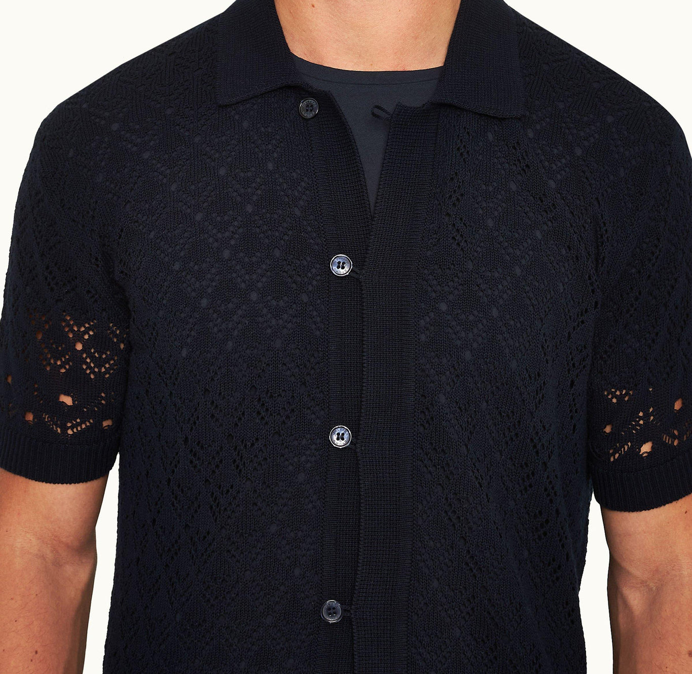 Tiernan Classic Fit Button-Down Textured Knit Shirt | Night Iris
