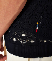 Tiernan Classic Fit Button-Down Textured Knit Shirt | Night Iris