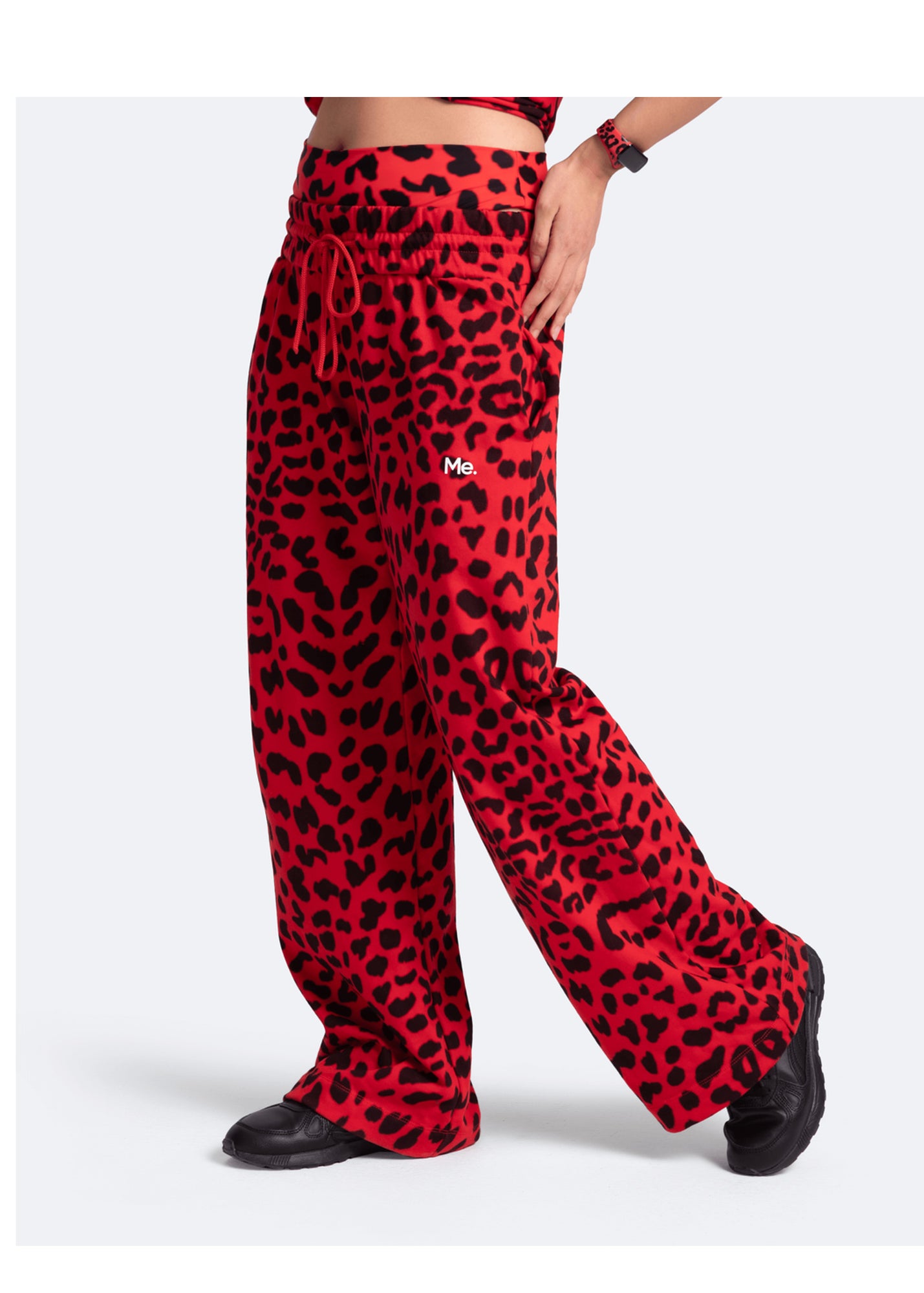 Tummy Control Wide Leg Pants | Red Leo