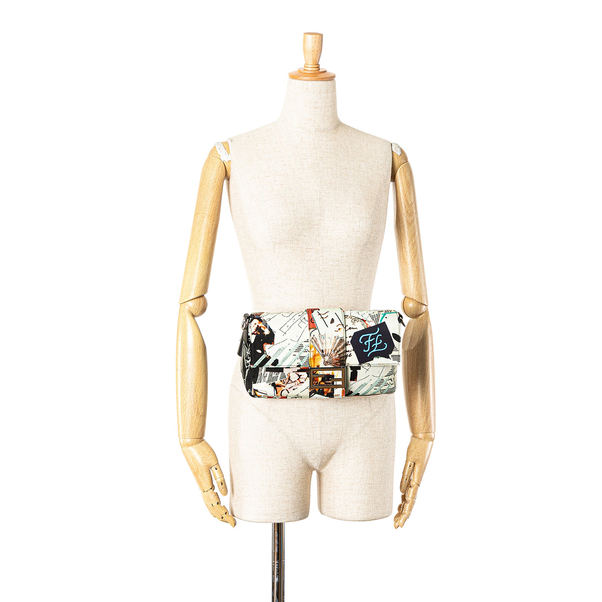 Fendi | Pre-Owned Nylon Karl Kollage Convertible Belt Baguette | White