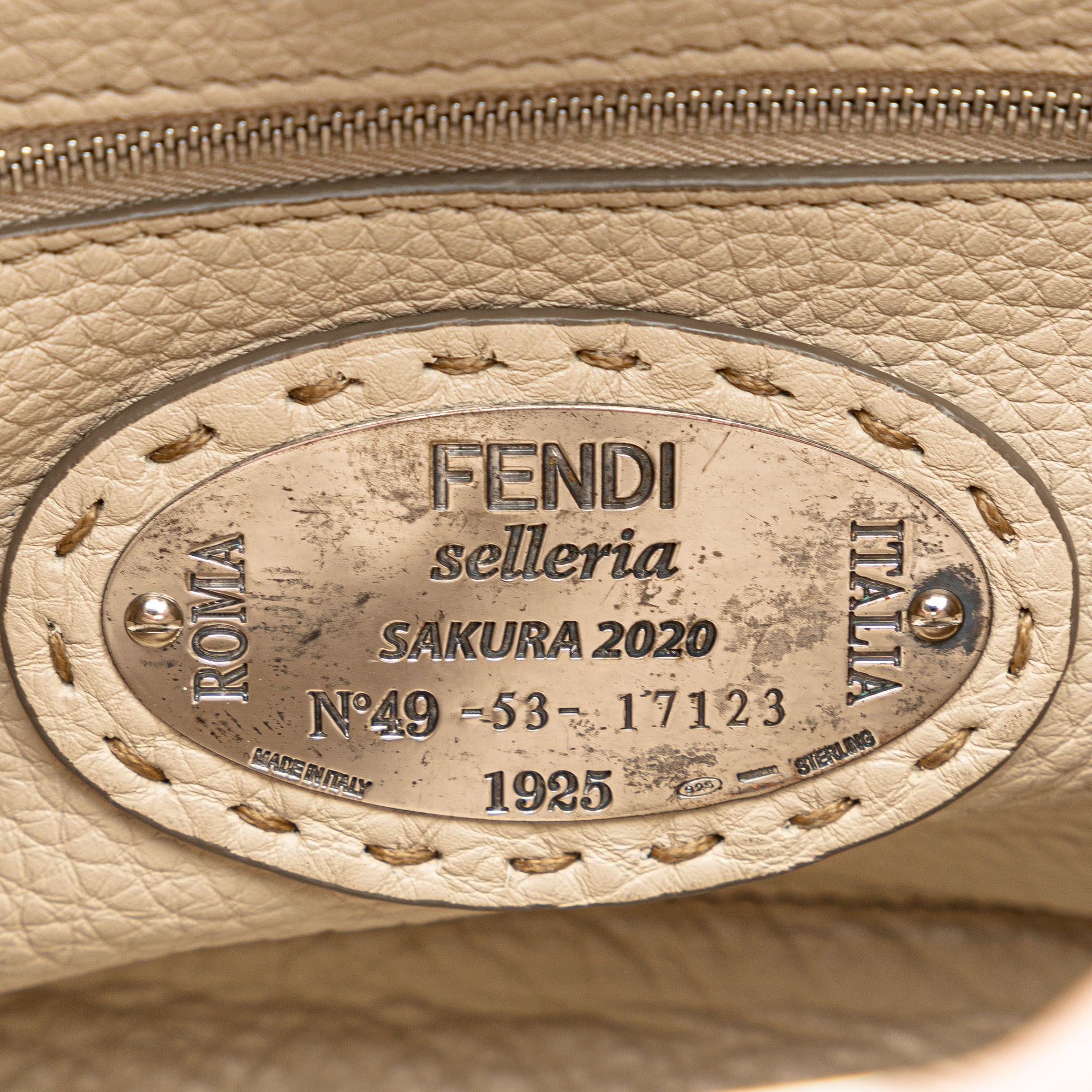 Fendi | Pre-Owned Mini Leather Sakura Selleria Peekaboo Satchel | Pink/Light Pink