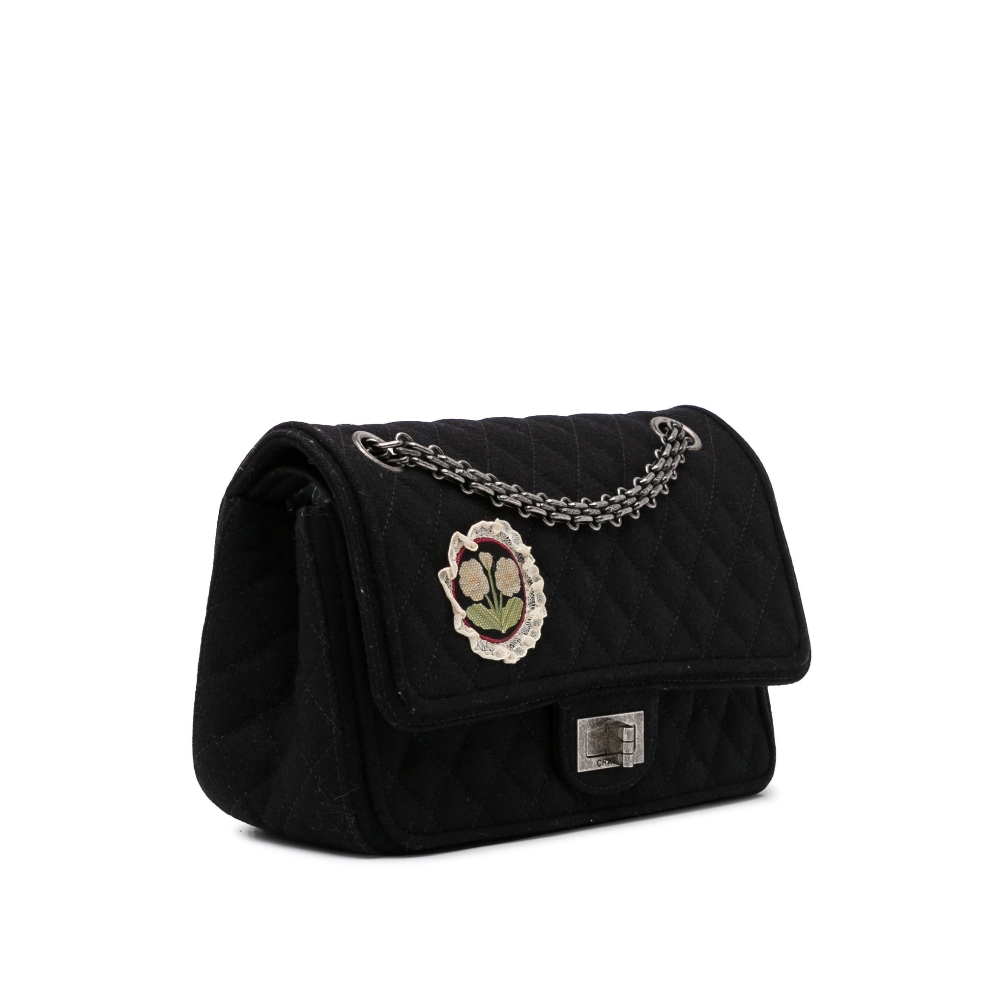 Chanel | Pre-Owned Reissue Wool Shoulder Bag | Black