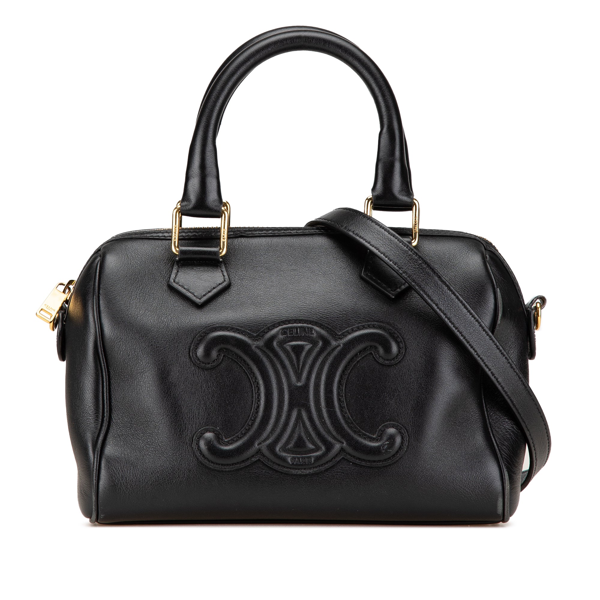 Celine | Pre-Owned Smooth Calfskin Cuir Triomphe Satchel | Black