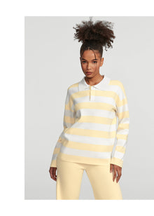 Varsity Striped Rugby Shirt | Lemon Meringue/White