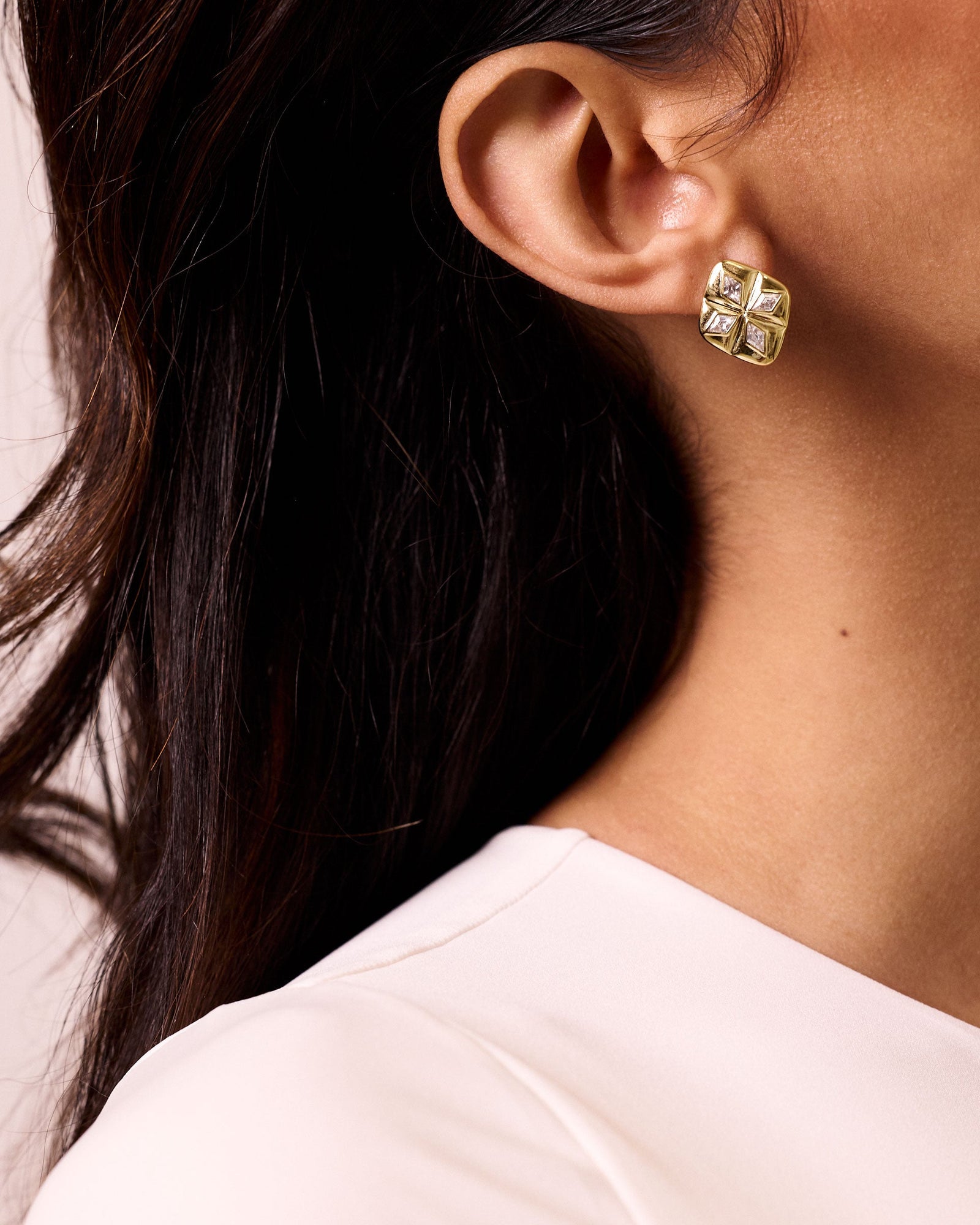 Vaughn Earrings | Clear Crystal | 14K Gold Plated