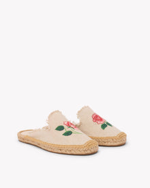 Women's Smoking Mule Espadrille | Embroidery | Vogue Roses - Natural Undyed - Women's Espadrilles - Vogue Roses - Natural Undyed - Soludos - 