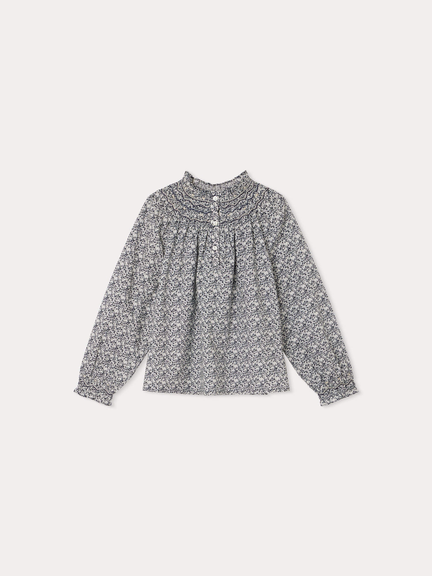 Girl | Pétale Smocked Blouse | Navy
