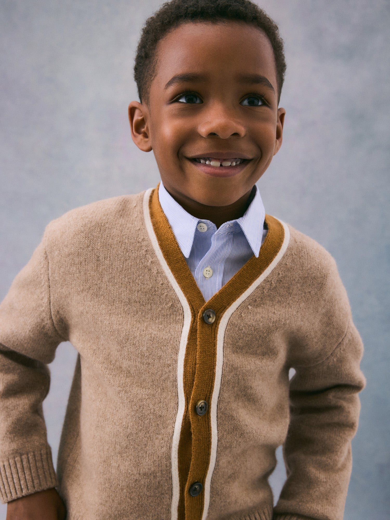 Boy | Garfield Cashmere Cardigan | Beige Stripes