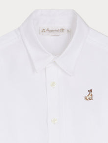 Boy | Tangui Dog Embroidery Shirt | White Milk