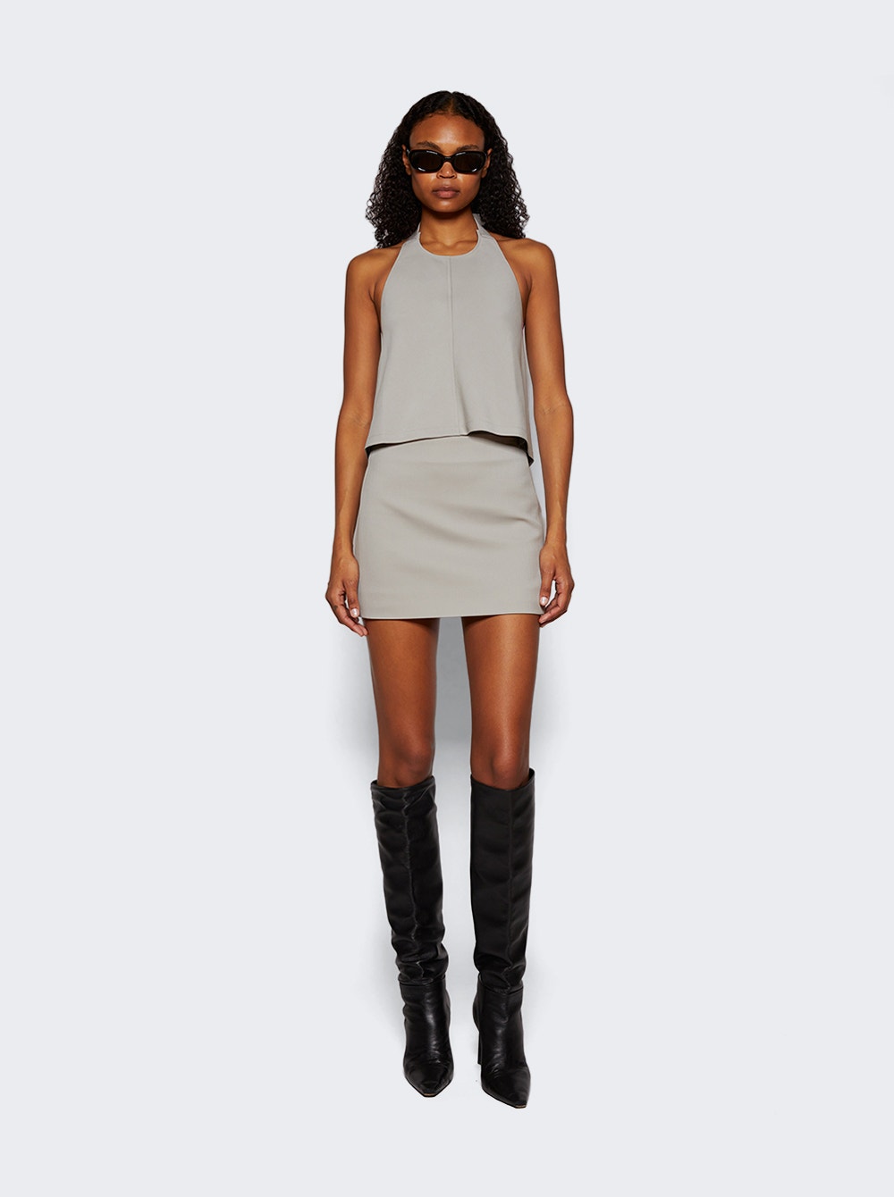 Women | WARDROBE.NYC | Column Mini Skirt | Cement Grey