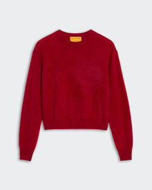 Grizzly Crew - Ruby red crew neck sweater with long sleeves and ribbed cuffs in cozy soft fabric.
