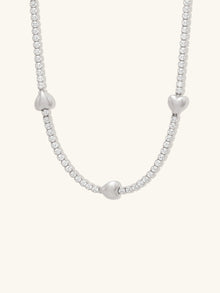 Heart Pave 925 Sterling Petite Tennis Necklace | 5A Grade Cubic Zirconia | 925 Sterling Silver