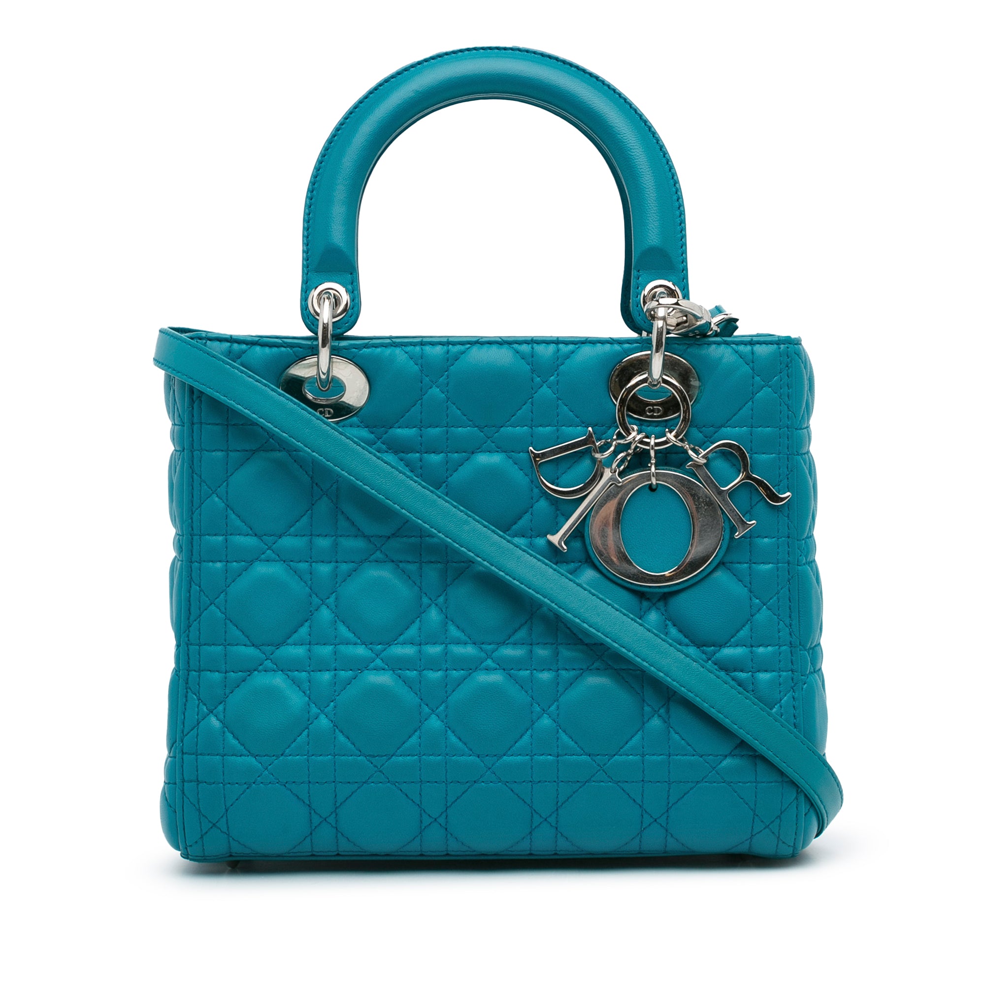 Dior | Pre-Owned Medium Lambskin Cannage Lady | Blue/Turquoise