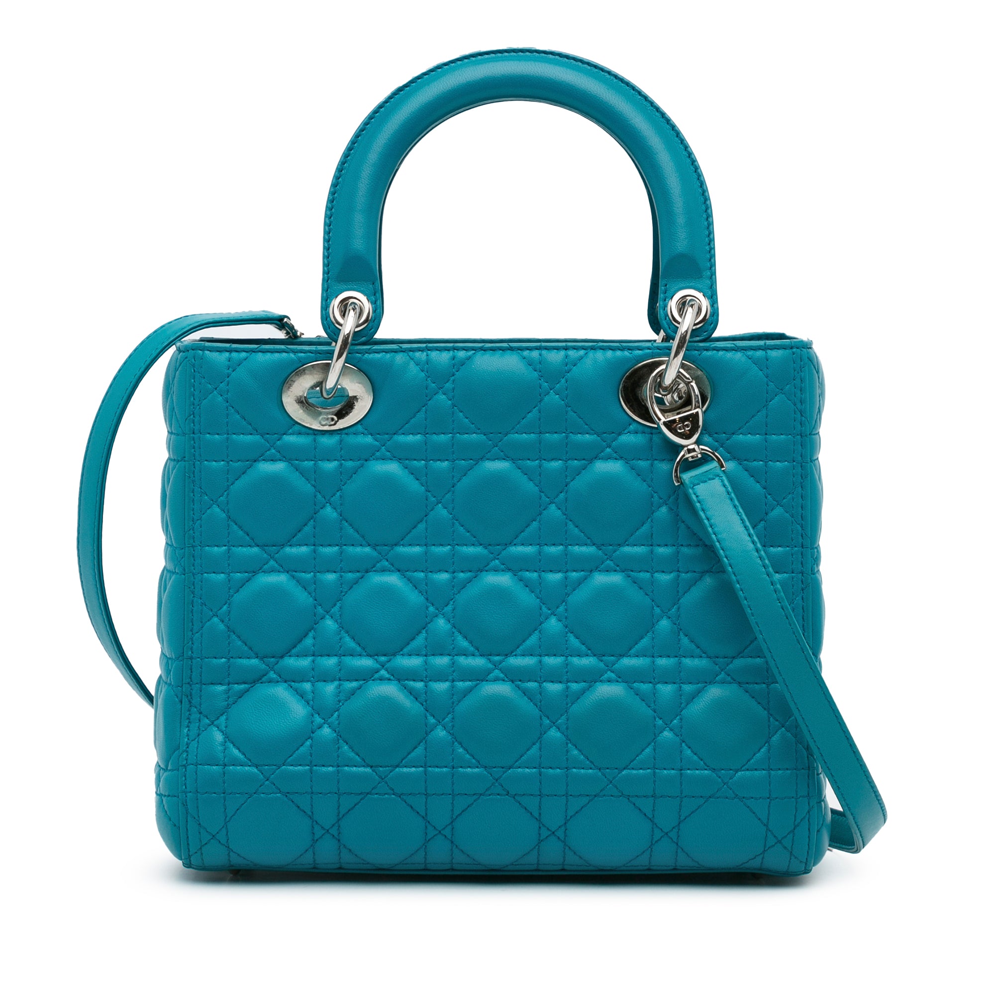 Dior | Pre-Owned Medium Lambskin Cannage Lady | Blue/Turquoise