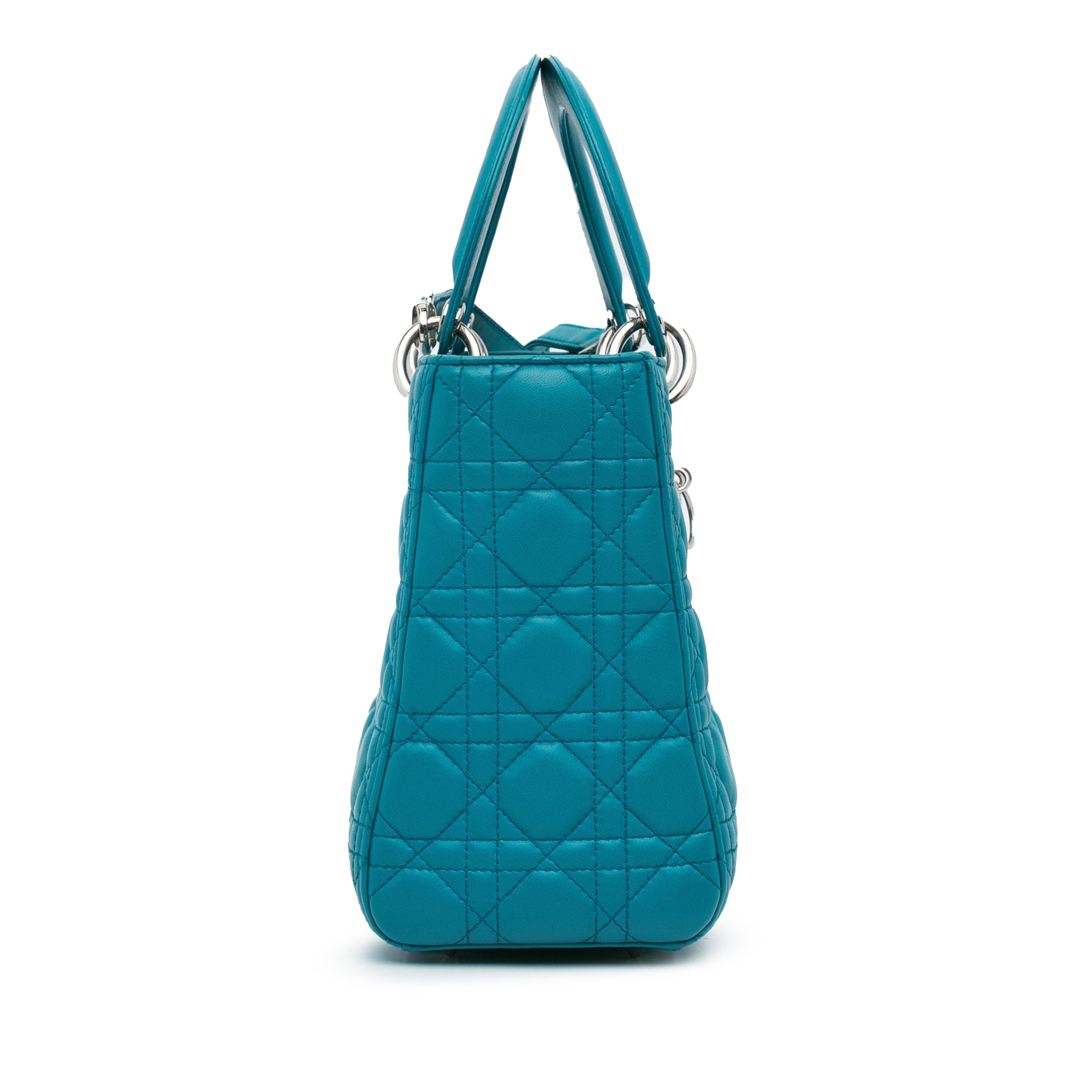 Dior | Pre-Owned Medium Lambskin Cannage Lady | Blue/Turquoise