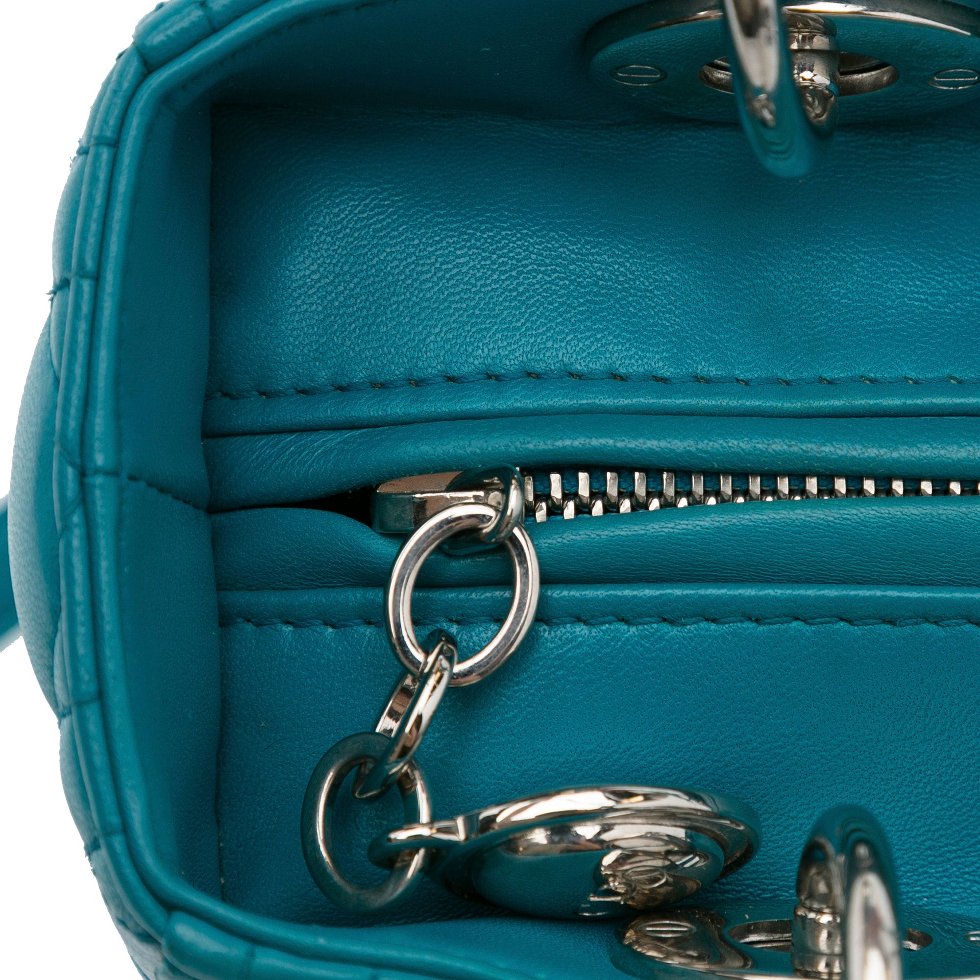 Dior | Pre-Owned Medium Lambskin Cannage Lady | Blue/Turquoise