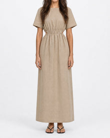 Womens | Boatneck Cutout Dress | Flax