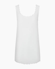 Womens | Air Linen Scallop Shift Dress | White