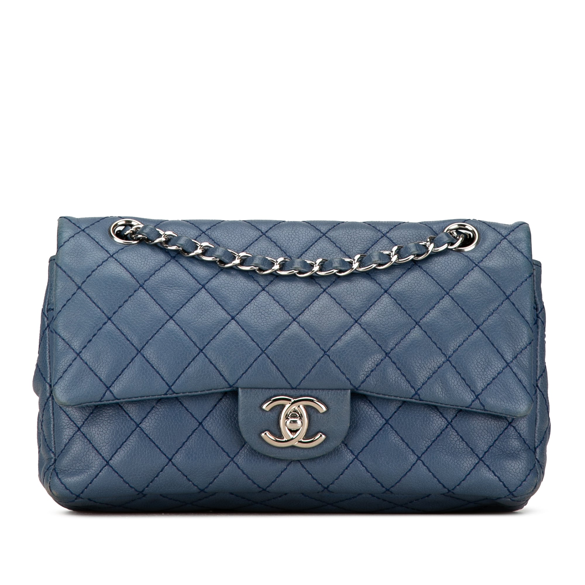 Chanel | Pre-Owned Medium Classic Caviar Double Flap - II | Blue/Peacock