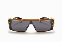 Unisex | Wonder Boy - III Sunglass (LTD) | Gold - Black - Side Lens w /PB Pattern | Dark Grey w/ Black Mirror