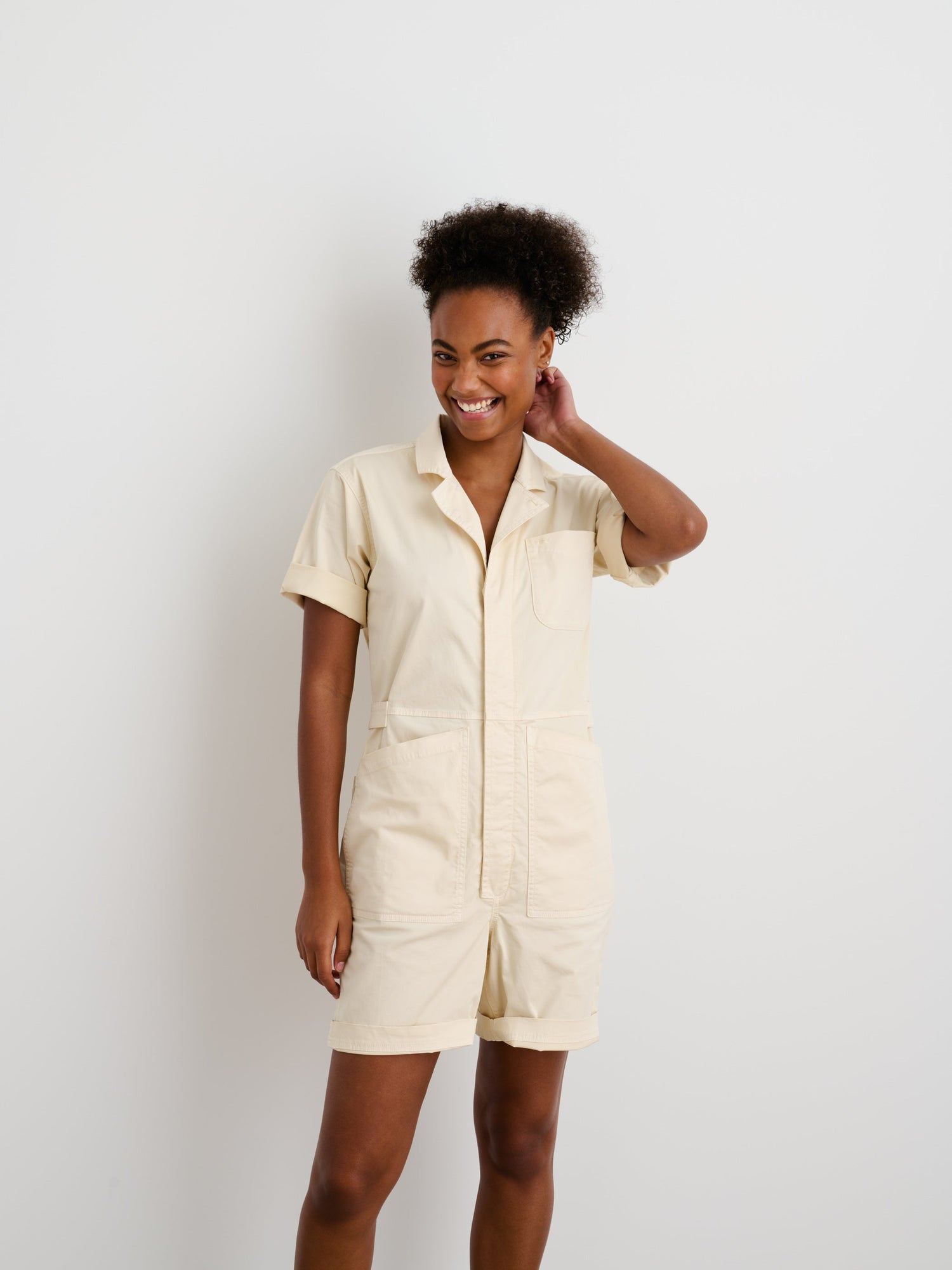 Unisex | Standard Short Jumpsuit | Cotton Twill Oatmilk