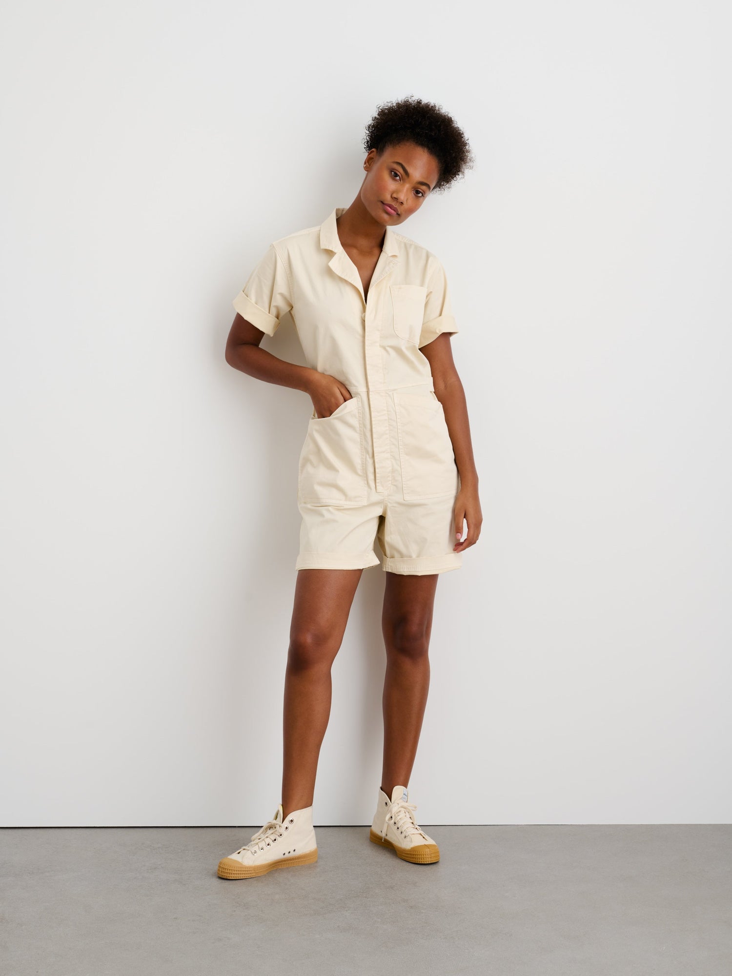 Unisex | Standard Short Jumpsuit | Cotton Twill Oatmilk