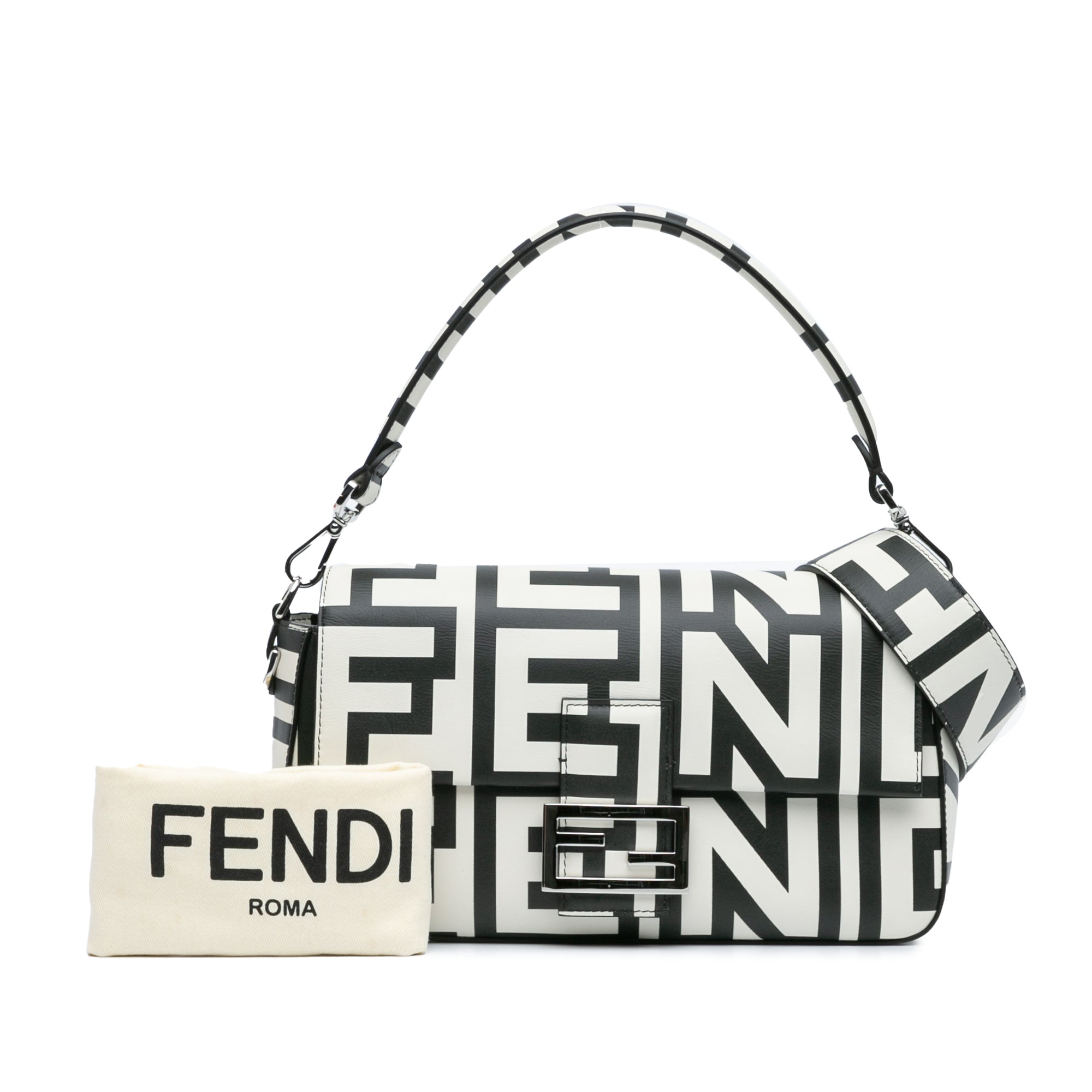 Fendi | Pre-Owned Marc Jacobs Nappa Vitello King Logo Print Baguette Phone Pouch Satchel | White