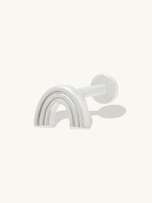 Rainbow Flat Back Earring | Silver Rhodium Plated Brass