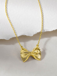 Bow Tie Pasta Necklace | 14K Gold Plated Brass