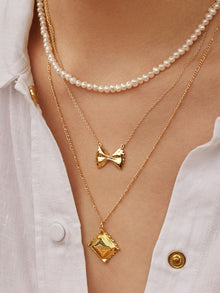 Bow Tie Pasta Necklace | 14K Gold Plated Brass