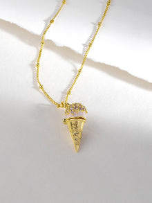 Cafe W+Co Ice Cream Necklace | Natural Gemstone | 14K Gold Plated Brass