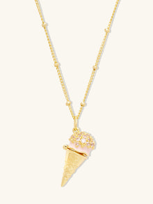 Cafe W+Co Ice Cream Necklace | Natural Gemstone | 14K Gold Plated Brass