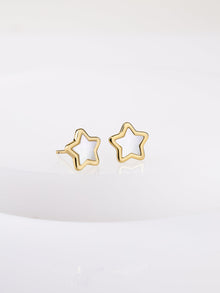 Star Stud Earrings | Mother of Pearl | 14K Gold Plated Brass