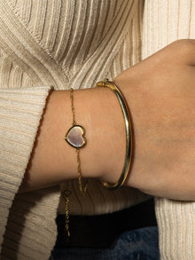 Heart Bracelet | Mother of Pearl | 14K Gold Plated Brass