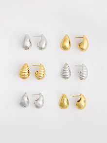 Teardrop Seashell 20mm Stud Earrings | Silver Rhodium Plated Brass