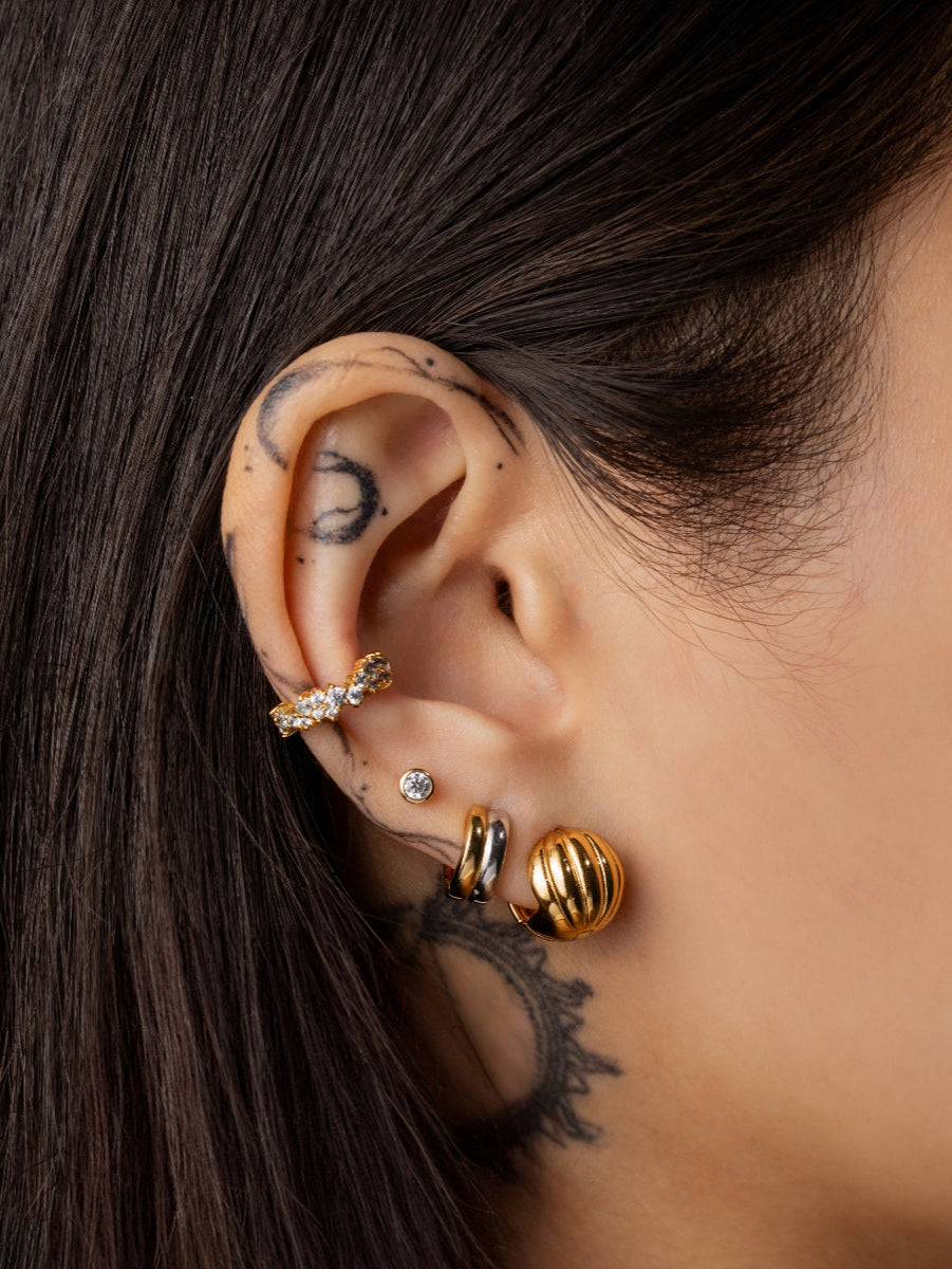 Dome Ripple 11mm Earrings | 14K Gold Plated Brass