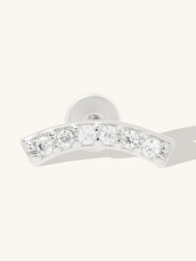 Pave Curve Flat Back Earring | 5A Grade Cubic Zirconia | Silver Rhodium Plated Brass