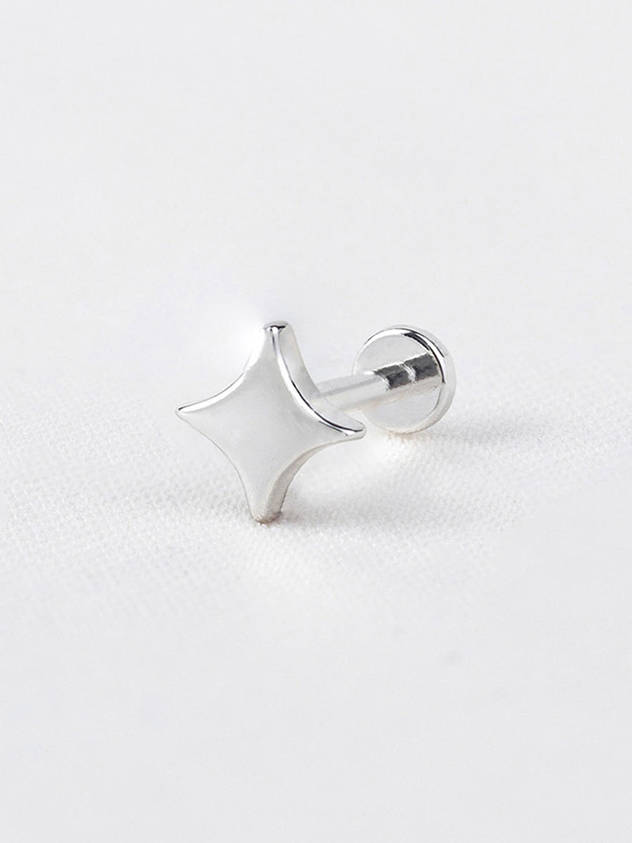 Sparkle Flat Back Earring | Silver Rhodium Plated Brass