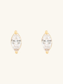 Marquise Stud Earrings | 5A Grade Cubic Zirconia | 14K Gold Plated Brass