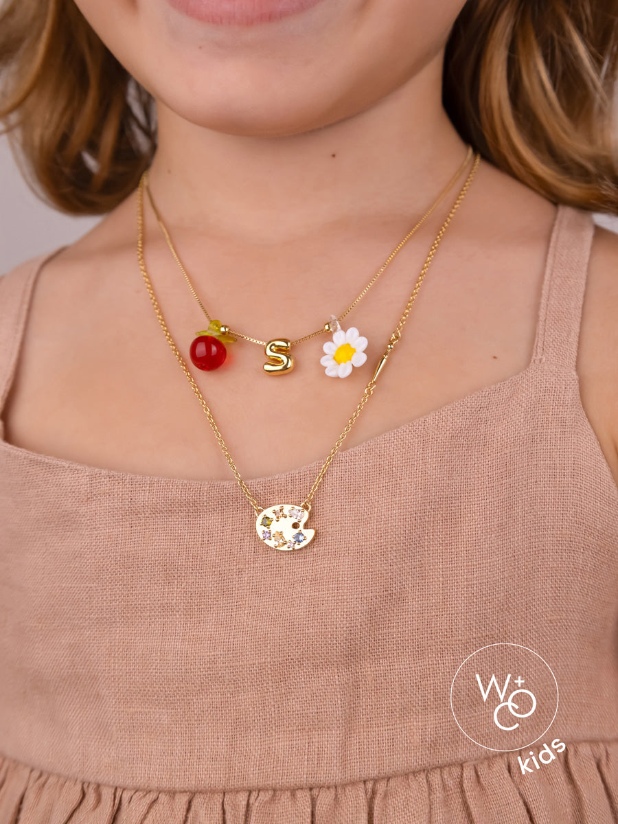 Art Palette Necklace | 5A Grade Cubic Zirconia | 14K Gold Plated Brass