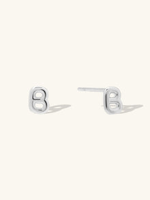 Alphabet Bubble Stud Earrings | Silver Rhodium Plated Brass