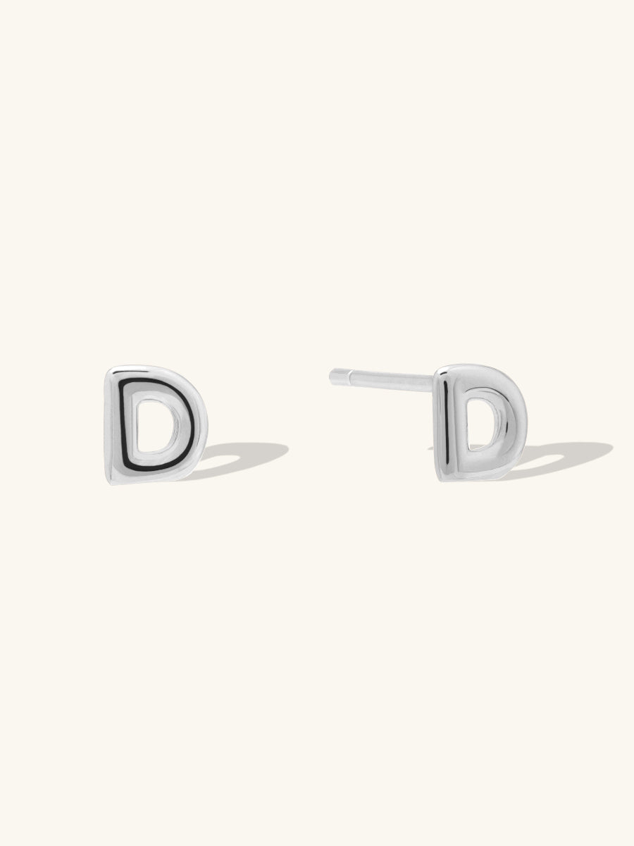 Alphabet Bubble Stud Earrings | Silver Rhodium Plated Brass
