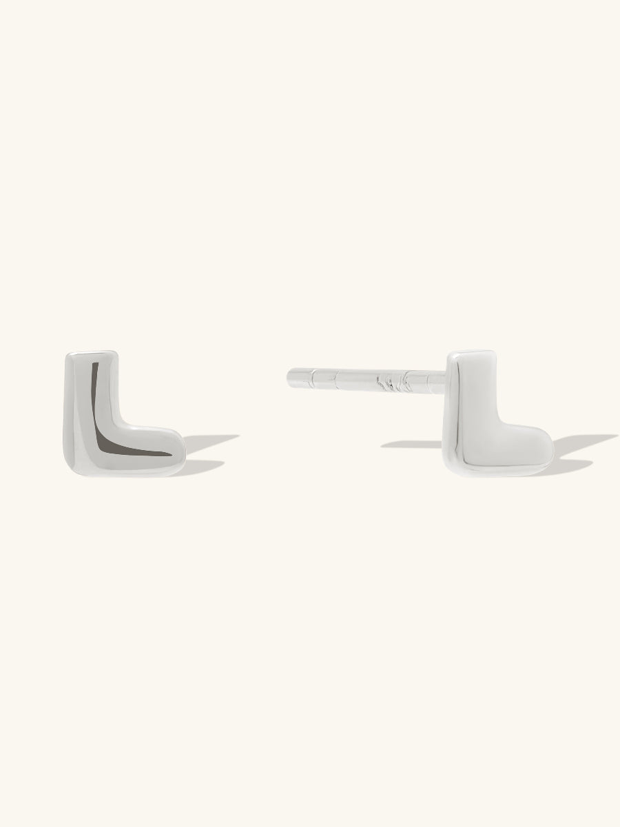 Alphabet Bubble Stud Earrings | Silver Rhodium Plated Brass